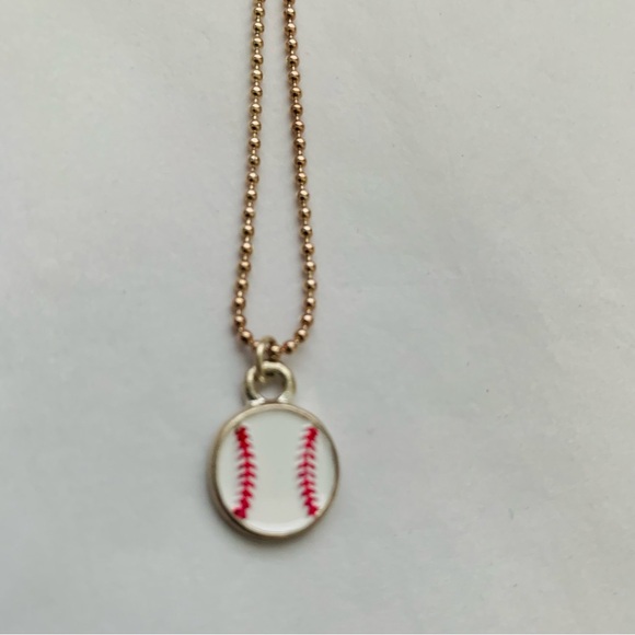 🔴 VTG BASEBALL SILVER ENAMEL PENDANT WITH 925 BALL CHAIN NECKLACE SPORTS FAN MLB - Picture 4 of 10